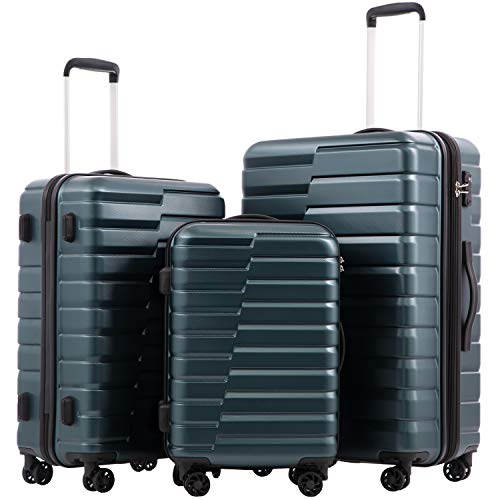 Coolife Luggage Sets, 3 Piece Hard Shell Suitcase Set with Spinner Wheels, Expandable Large Checked Luggage, Lightweight Rolling Carry On with TSA Lock Teal Blue - color: Teal blue, size: 3 Piece Set (20in/24in/28in)