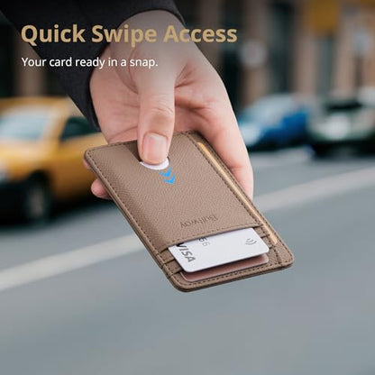 Buffway Slim Minimalist Front Pocket RFID Blocking Leather Wallets for Men and Women - Galaxy Maroon - color: Galaxy Maroon