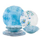UPware 12 Piece Campanula Melamine Dinnerware Sets, Outdoor Dishes Set, Plates and Bowls Sets, Service for 4, Sky Blue - color: Blue Campanula