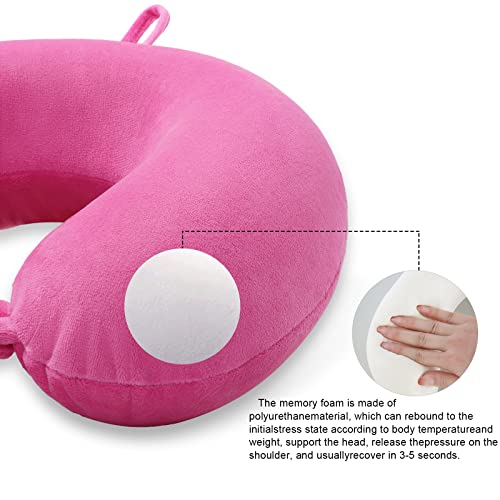 Travel Pillow Memory Foam, Comfortable Travel Neck Pillow U Shape, Support Neck and Head to Relieve Fatigue, Portable Neck Pillow Suitable for Planes, Trains, Self-Driving Cars - color: Deep Powder