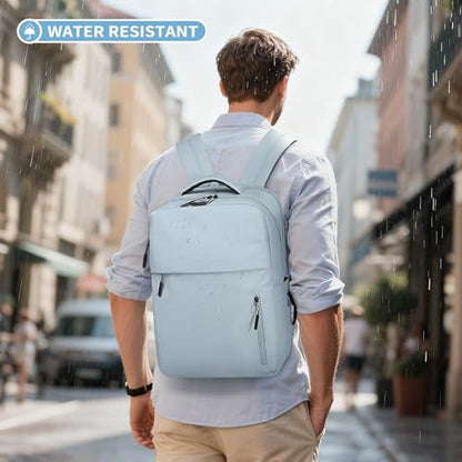Lightweight Commute Backpack for Men & Women, Water-Resistant Travel Daypack with 15.6-Inch Laptop Compartment & Anti-Theft Pockets, Dusty Blue - color: Dusty Blue