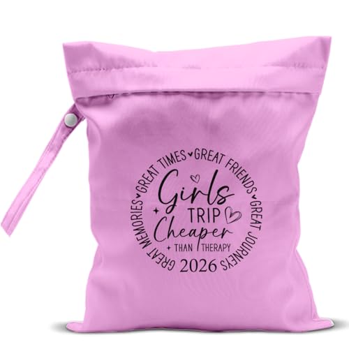 Girls Trip Gifts Wet Dry Bag, Beach Bag Wet Bag Favors, for Swimsuit Toiletry Travel Essentials For Women Aloha Bags, Beach Travel Gym Laundry bags for Dirty Diaper Swimsuit Gifts (Pink) - color: Girls Trip - Pink