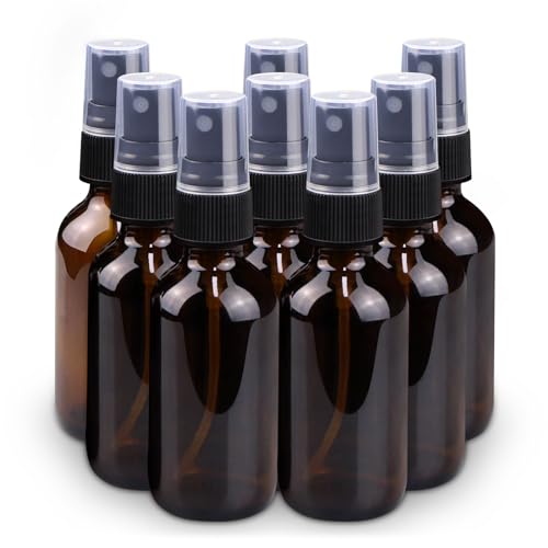 Wedama Spray Bottle, 2 oz Fine Mist Glass Spray Bottles, Little Refillable Liquid Containers for Watering Flowers Cleaning (8 Pack, Amber) - color: Amber, size: 2 Ounce (Pack of 8)