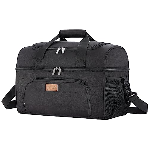 Lifewit Insulated Cooler Bag, Large Leakproof Beach Cooler, Lightweight Portable Double Layer Soft-Sided Travel Ice Chest for Camping, Kayaking, Road Trips, Grocery Shopping - color: Black, size: 48-can