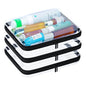 Mihkiom 3Pcs Clear Hard Shell Zipper Case, BIiss Plastic Bins for Organizing, Clear Zipper Pouches Makeup Case & Lidded Storage Bins Organizer for Home Storage Cosmetics, Puzzles - size: 3PACK-L-BLACK