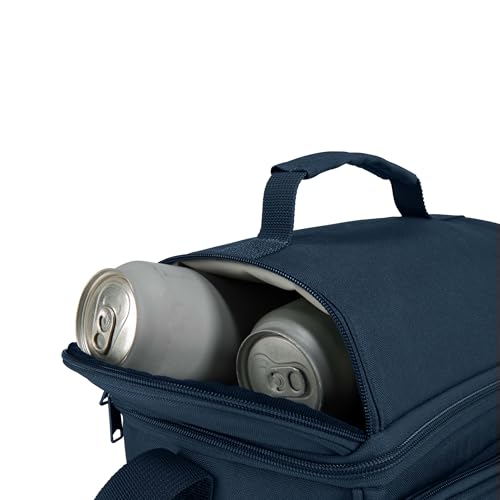 Carhartt Insulated 12 Can Two Compartment Lunch Cooler, Durable Fully-Insulated Lunch Box, Navy - color: Navy