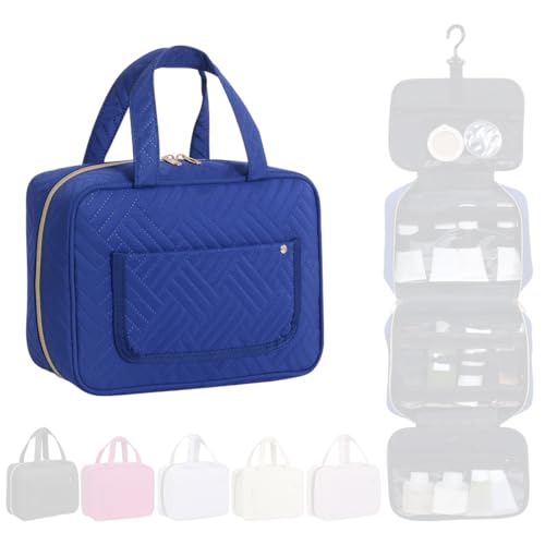 Hanging Toiletry Bag for Women Cosmetic Toiletries Travel Bag, Blue - color: Blue
