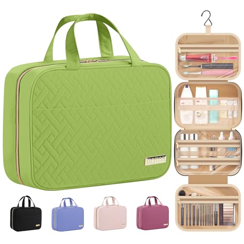 HOTOR Travel Toiletry Bag - Hanging Toiletry Bag for Women & Men, Makeup Bag/Big Comparment, Waterproof for Travel Accessories, Travel Essentials, Medium, Avocado Green - color: Avocado Green, size: Medium