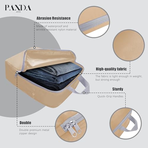 PANDA JOYS 4 Set Compression Packing Cubes Travel - Travel Accessories Expandable Packing Organizers for Carry On - Essentials Luggage Bags - Brown - color: Brown