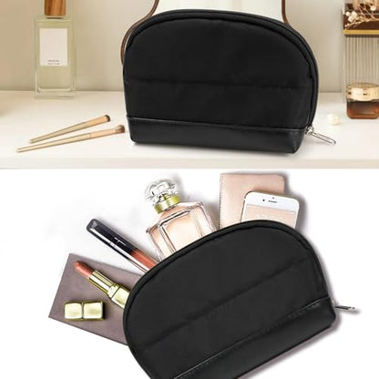 Ethereal Small Makeup bag for Purse, Cute Cosmetic Bag Portable Mini Makeup Pouch for Women Black - color: 03-mini black