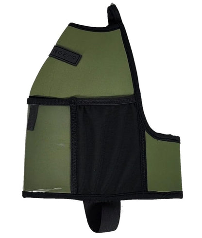 Half-Gallon Fitness Hydration Cover | Neoprene Insulated Cooling & Portable Gym Water Bottle Carrier | CASE with Storage Pockets - color: Olive