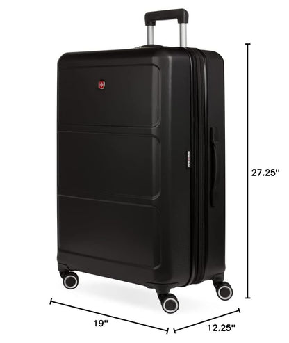 SwissGear 8090 Hardside Expandable Luggage with Spinner Wheels, Black, Checked-Large 28-Inch - color: Black, size: Checked-Large 28-Inch