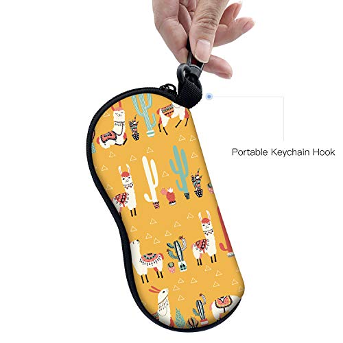 Sunglasses Soft Case with Carabiner Ultra Light Neoprene Zipper Glasses Case - color: Yellow Cactus