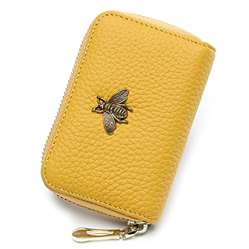 imeetu RFID Credit Card Holder, Small Leather Zipper Card Case Wallet for Women - color: Lite - Yellow, size: Lite