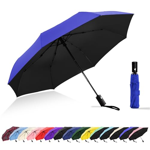Travel Umbrella UV Sun Protection - Compact Mini Travel Size Automatic Windproof for Backpack or Purse, Lightweight Outdoor Parasol - color: Royal Blue