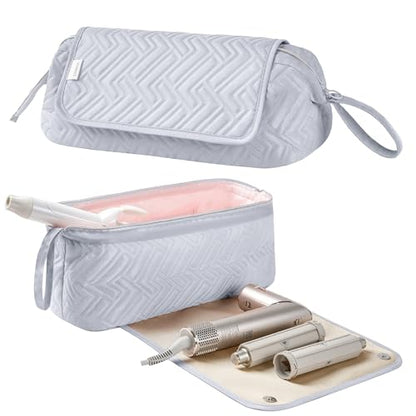 Leudes Hair Tools Travel Bag for Women Heat Resistant Mat for Travel Essentials Hot Tools Straighteners,Flat Irons,Curling Iron,Hot Air Brushes and Hair Dryer Organizer Bags 2 in 1 (Light Grey) - color: Light Grey