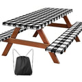 Picnic Table Cover with Bench Covers, Fitted 6ft Waterproof Tablecloth Set for Outdoor Camping & RV - Includes 1 Table Cover & 2 Bench Covers with Drawstring Storage Bag, 30"x72", Four-leaf Clover - color: Four-leaf Clover