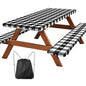 Picnic Table Cover with Bench Covers, Fitted 6ft Waterproof Tablecloth Set for Outdoor Camping & RV - Includes 1 Table Cover & 2 Bench Covers with Drawstring Storage Bag, 30"x72", Four-leaf Clover - color: Four-leaf Clover