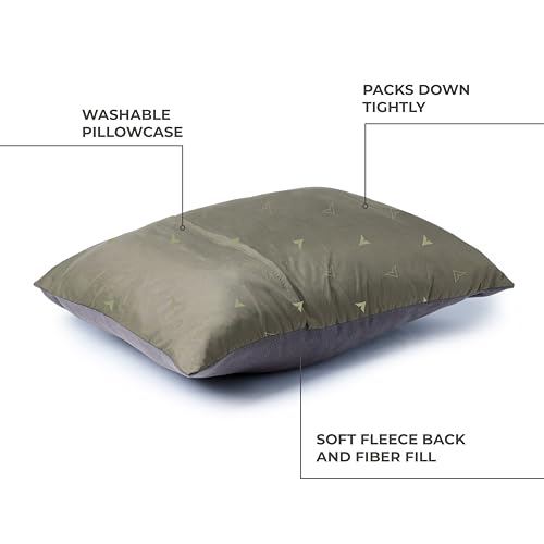 Teton Sports Camp Pillow; Great for Travel, Camping and Backpacking; Washable, Olive - color: Olive/Charcoal