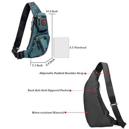 NICGID Sling Bag Chest Shoulder Backpack Crossbody Bags Casual Daypack for Men Women (Dark green-2620N) - color: Dark Green-2620n