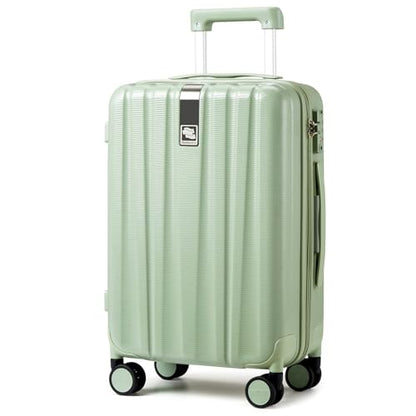 Hanke 24 Inch Luggage Suitcases With Spinner Wheels Lightweight PC Hard Shell Rolling Suitcase With Travel Lock,Checked-Medium 24-Inch(Bamboo Green) - color: Bamboo Green, size: Checked Medium 24 Inch