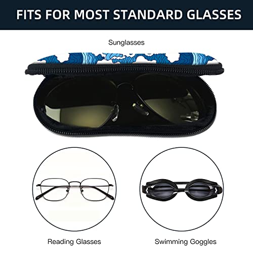 Sunglasses Soft Case with Carabiner Ultra Light Neoprene Zipper Glasses Case - color: Blue Ocean