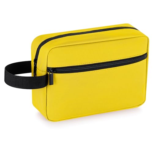 Elviros Travel Toiletry Bag for Women and Men,Lightweight Makeup Bag Hanging Dopp Kit with Shaving Compartment Cosmetic Organizer Small Tool Bag Travel Essentials,Gifts for Men & Women(Bright Yellow) - color: Bright Yellow, size: Small