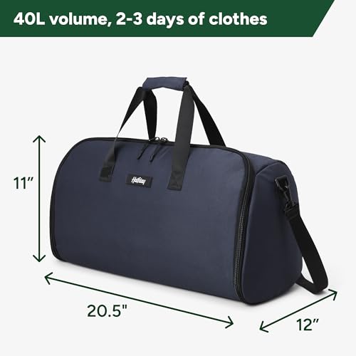 Halfday Convertible 2-in-1 Garment Duffel Weekender Bag 40L: Wrinkle-Free Travel (Hanging Suit Compartment, Shoe Pockets, Trolley Sleeve), Durable & Water-Resistant Carry-on, Marine - color: Marine, style: Original, 40l