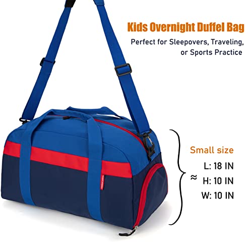 Kids Duffle Bag for Boys or Girls, Fit Sports Practice, or Overnight Travel Weekend (Navy Blue) - color: Navy Blue