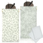 Glasses Case Soft, Eyeglass Cases for Women Portable Squeeze Top PU Leather 2 Pack Glasses Pouch with Cleaning Cloth - color: 2pcs Grey Leopard+grey Butterfly
