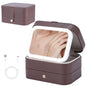 Travel Jewelry Case with LED Makeup Mirror, Portable Travel Jewelry Organizer, 2-Layer Jewelry Box for Earrings Necklace Bracelet Rings, Birthday Gifts for Women Girls (Dark Brown)