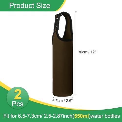 uxcell 2pcs Neoprene Carrier Water Bottle Sleeve, 15.5-20oz Insulated Water Glass Bottle Carrier Bag Collapsible Drink Bottle Sleeve Cover Holder with Handle, Coffee - color: Coffee