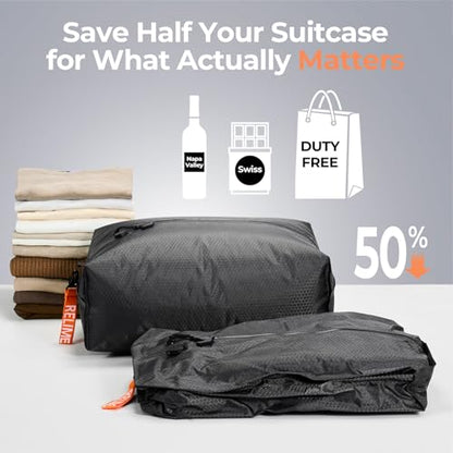 Relime Classic Series Vacuum Bags for Travel Luggage with Wireless Pump, Compression Bags for Carry On Suitcases and Backpack, Vacuum Seal Packing cube for Cloth Packing (1PC + PUMP) - color: 1PC Gray