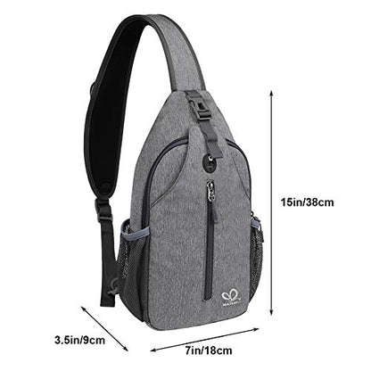 WATERFLY Crossbody Sling Backpack Sling Bag Travel Hiking Chest Bags Daypack (Dark gray) - color: Dark Gray