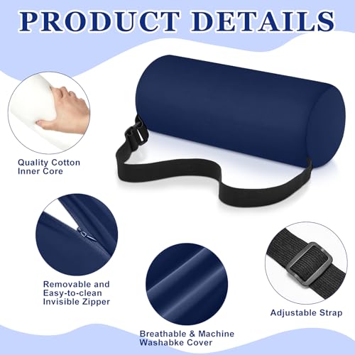 Wenqik 2 Pcs Lumbar Roll Support Pillow Low Back Lumbar Support Office Seat Cushion with Adjustable Strap and Washable Cover for Travel Gaming Chair Car Seat Pain Relief(Blue) - color: Blue