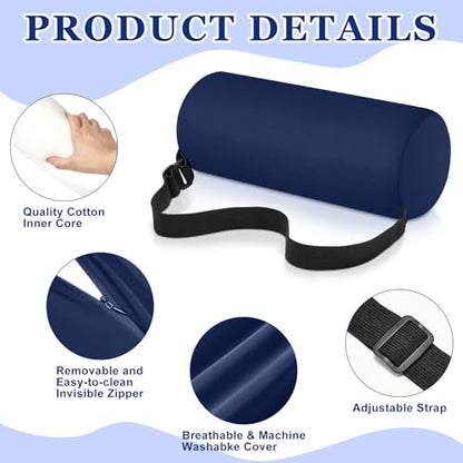 Wenqik 2 Pcs Lumbar Roll Support Pillow Low Back Lumbar Support Office Seat Cushion with Adjustable Strap and Washable Cover for Travel Gaming Chair Car Seat Pain Relief(Blue) - color: Blue