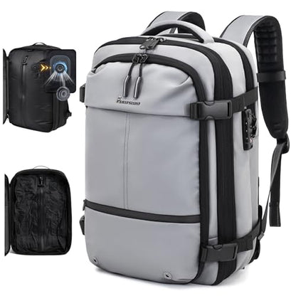 Travel Backpack with Vacuum System,60L Expandable Vacuum Backpack Travel with TSA Lock,17.3 inch Laptop Backpacks Vacpack Backpacks with Vacuum(Grey,Built-in Air Pump) - color: Grey