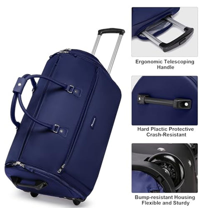 Modoker Rolling Garment Bags, 25in Large Garment Duffle Bag with Wheels, 3 in 1 Garment Suit Luggage Bag, Not Standard Carry-On Size for Women Men Business Travel Weekender, Blue - color: 25in-Blue