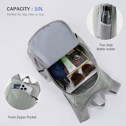 Uselike 10L Small Hiking Backpack Travel Daypack Lightweight Packable Back Pack for Women Men(Light Grey) - color: Light Grey