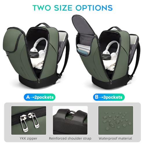 BANGE Business Commute Backpack Waterproof fit 15.6 Inch adopt in Commute,Travel Durable Backpack (Green) - color: Green(no Charge Port)