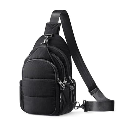 TOPEAST Sling Bag for Women, Anti-Theft Crossbody Bag with RFID Blocking & Water Bottle Holder for Travel, Water-resistant - color: Black