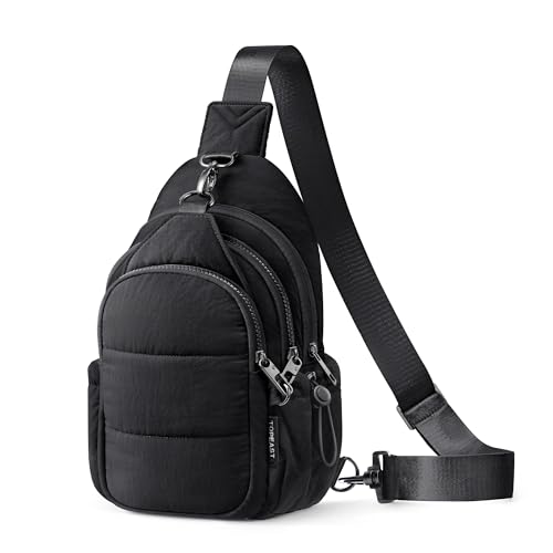 TOPEAST Sling Bag for Women, Anti-Theft Crossbody Bag with RFID Blocking & Water Bottle Holder for Travel, Water-resistant - color: Black