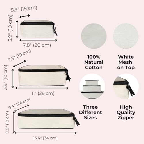 Bag-All Packing Cubes for Travel | Suitcase Organizers for Women | Travel Luggage Cubes for Packing | Luggage Compartment Organizers | Cream (Set of 3)