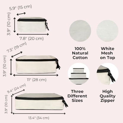Bag-All Packing Cubes for Travel | Suitcase Organizers for Women | Travel Luggage Cubes for Packing | Luggage Compartment Organizers | Cream (Set of 3)
