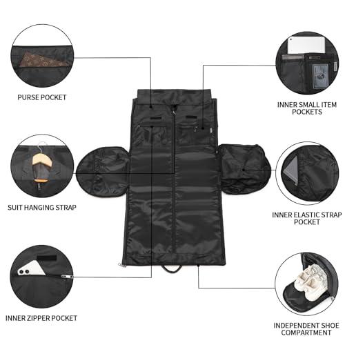 seyfocnia Rolling Garment Bag,Rolling Duffle Bag with Wheels Rolling Garment Bags for Travel with Shoe Pouch Carry On Bag Weekender Bags Garment Duffel Bag for Men or Women-Grey - color: A2-Grey-2P