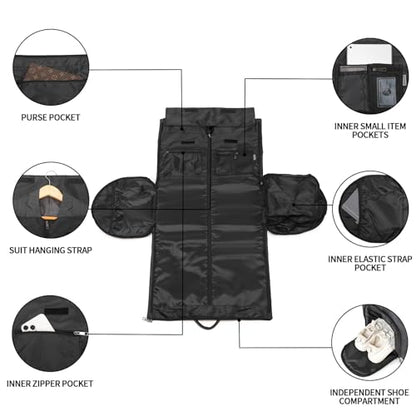 seyfocnia Rolling Garment Bag,Rolling Duffle Bag with Wheels Rolling Garment Bags for Travel with Shoe Pouch Carry On Bag Weekender Bags Garment Duffel Bag for Men or Women-Grey - color: A2-Grey-2P