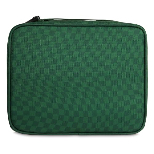 PackIt Freezable Classic Lunch Box, Checker Wave Olive, Built with EcoFreeze Technology, Collapsible, Reusable, Zip Closure With Zip Front Pocket and Buckle Handle, Designed for Fresh Lunch On the Go - color: Checker Wave Olive