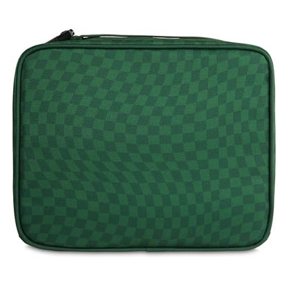 PackIt Freezable Classic Lunch Box, Checker Wave Olive, Built with EcoFreeze Technology, Collapsible, Reusable, Zip Closure With Zip Front Pocket and Buckle Handle, Designed for Fresh Lunch On the Go - color: Checker Wave Olive