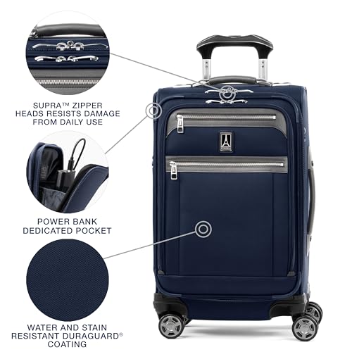 Travelpro Platinum Elite Softside Expandable Luggage, 8 Wheel Spinner Suitcase, TSA Lock, Men and Women, Dark Blue, 2-Piece Set (21/25) - color: Dark Blue, size: 2-Piece Set (21/25)