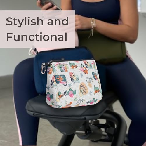 POPUPS Large Makeup Bag with Zipper - Waterproof Neoprene Cosmetic Bag 7.7 x 10.75 x 5 inches - color: Print Construyendo Futuros White